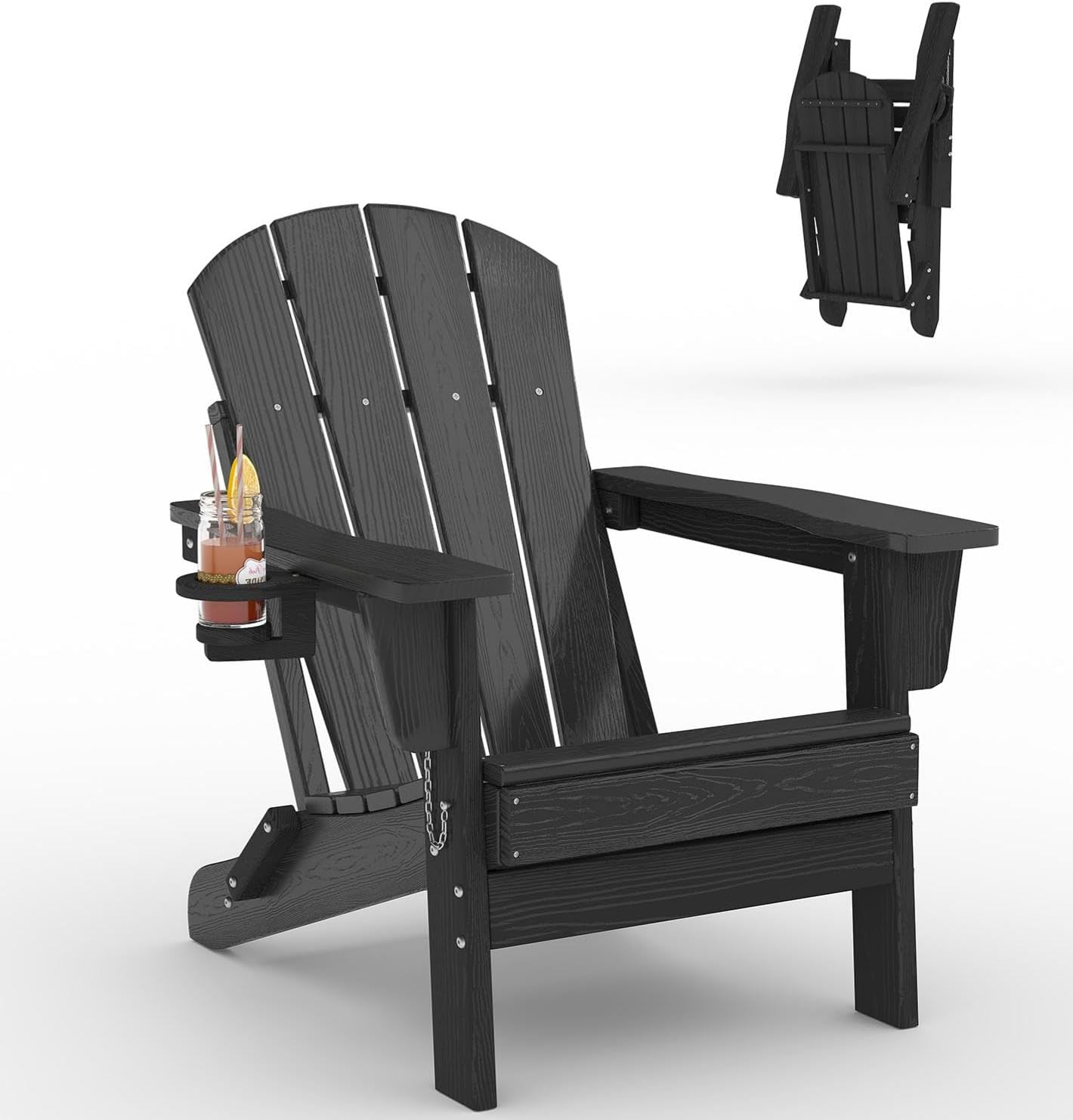 Outdoor Furniture And Fire Pit - Katlanabilir Adirondack Sandalye HDPE Plastik Dış