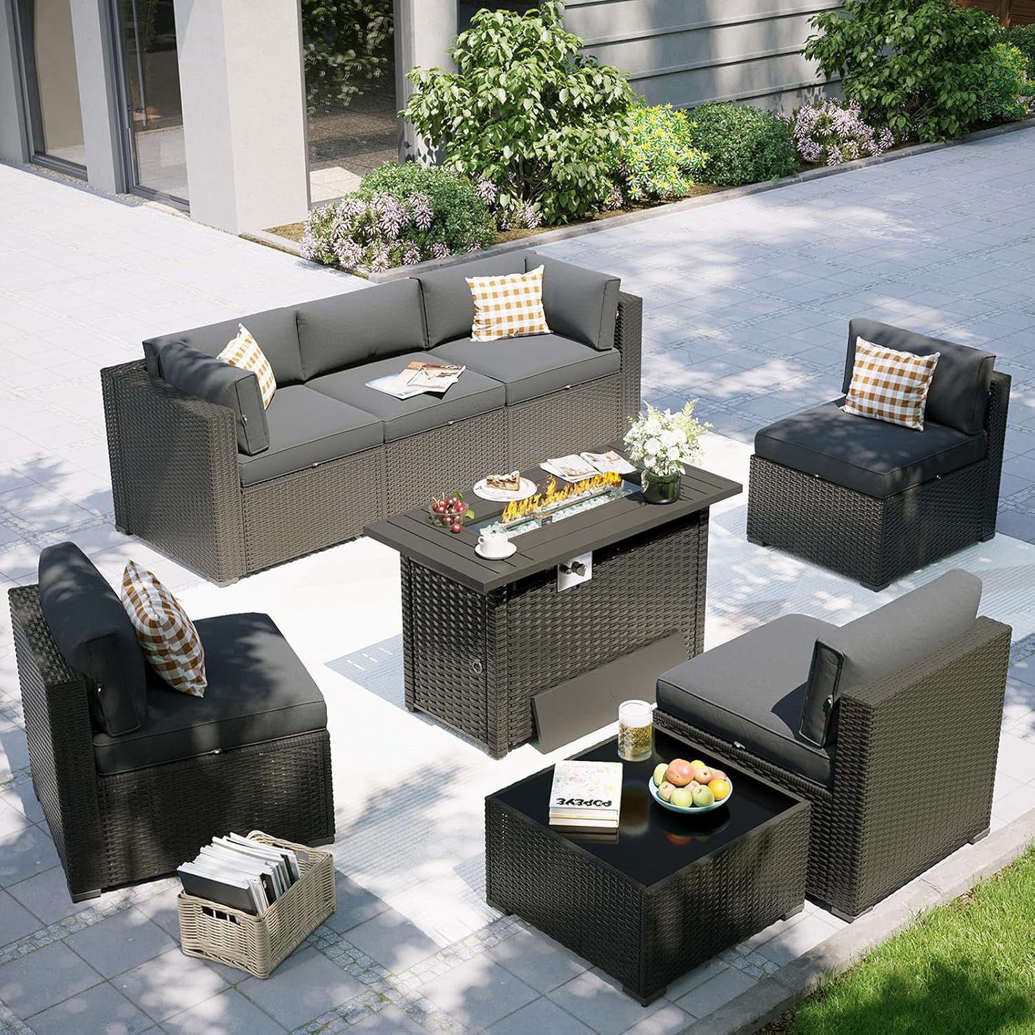 Outdoor Furniture And Fire Pit - Ateş Çukuru Masalı Veranda Mobilya Seti,