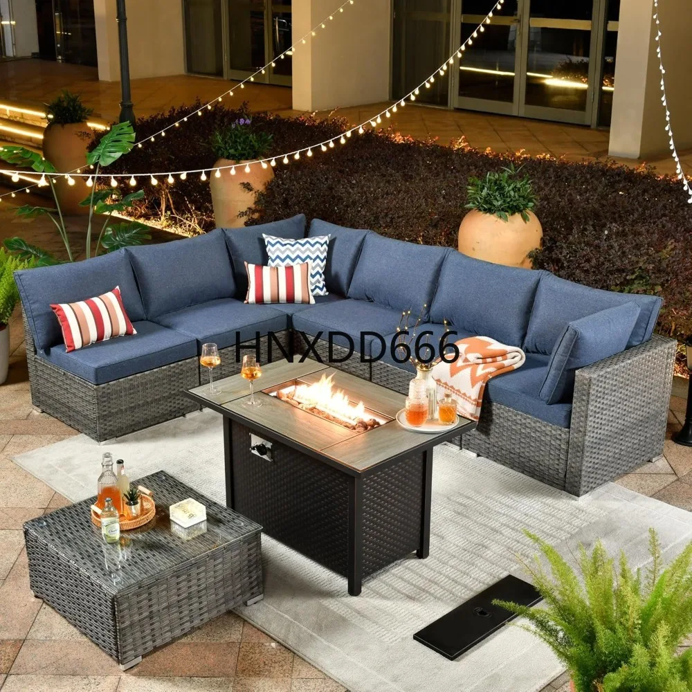 Outdoor Furniture And Fire Pit - Açık Alan 8 Parçalı Bahçe Mobilya