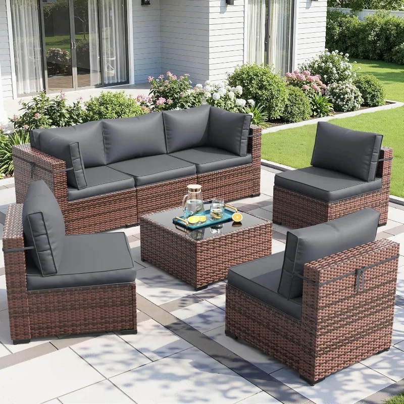 Outdoor Furniture And Fire Pit - Amopatio 8 Parçalı Bahçe Mobilya Seti,