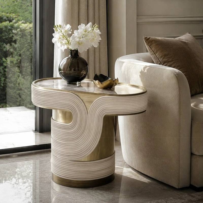 Oval Mermer Altın Sehpalar Dub - Outdoor Furniture Dubai incelemesi ve fiyatı