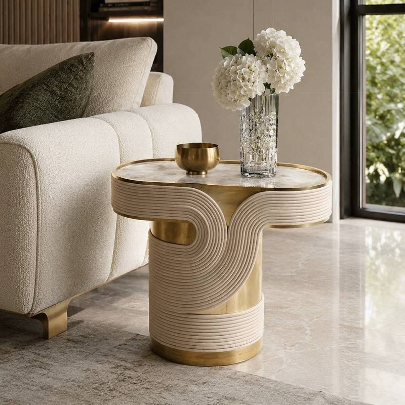 Oval Mermer Altın Sehpalar Dub - Outdoor Furniture Dubai incelemesi ve fiyatı