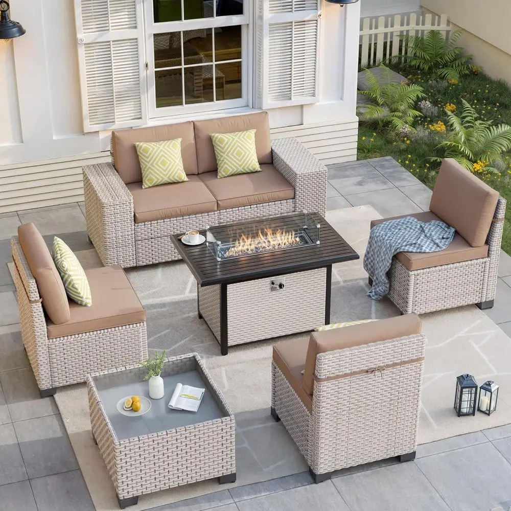 7 Parçalı Dış Mekan Veranda Mo - Outdoor Furniture And Fire Pit incelemesi ve fiyatı