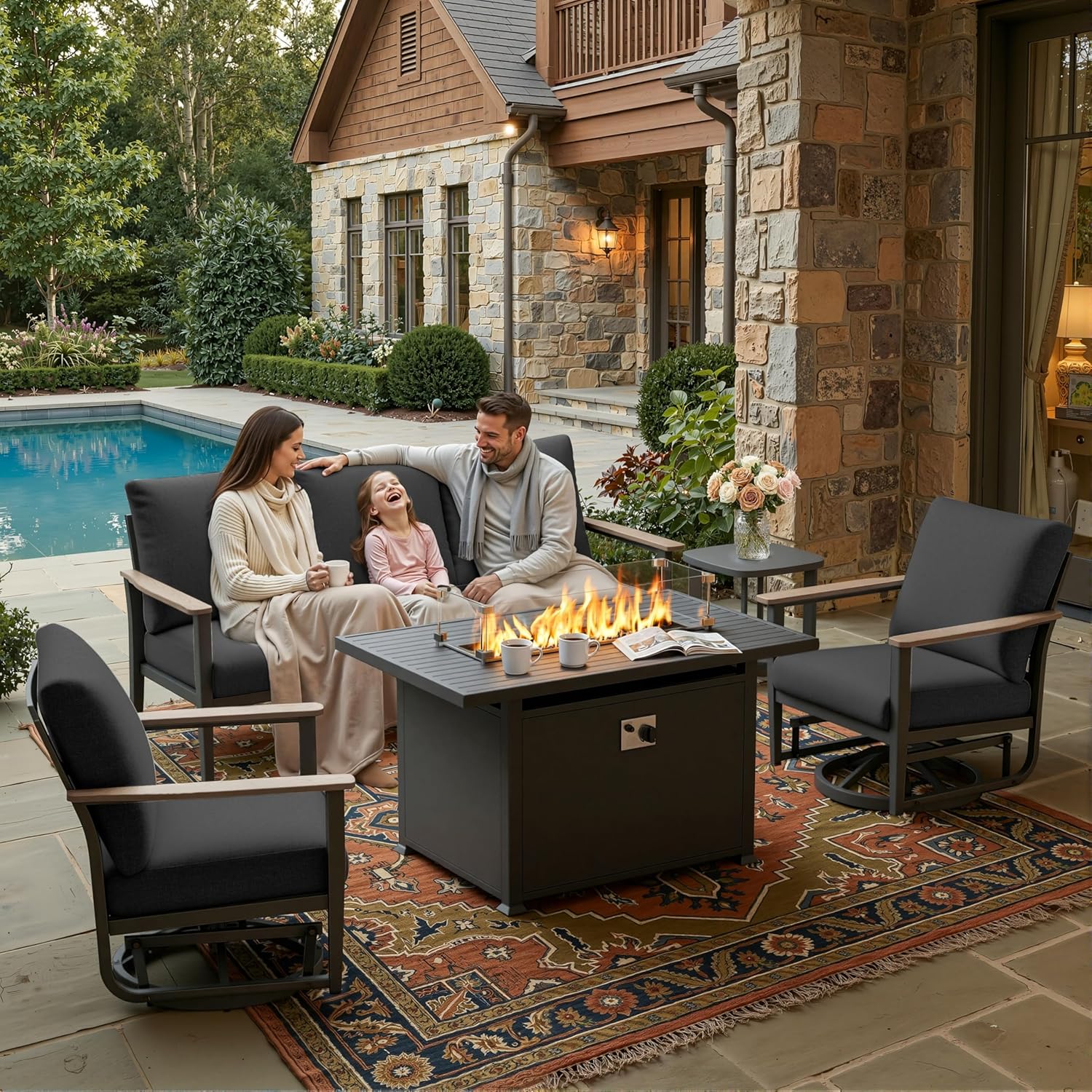 5 Parça Alüminyum Veranda Seti - Outdoor Furniture And Fire Pit incelemesi ve fiyatı